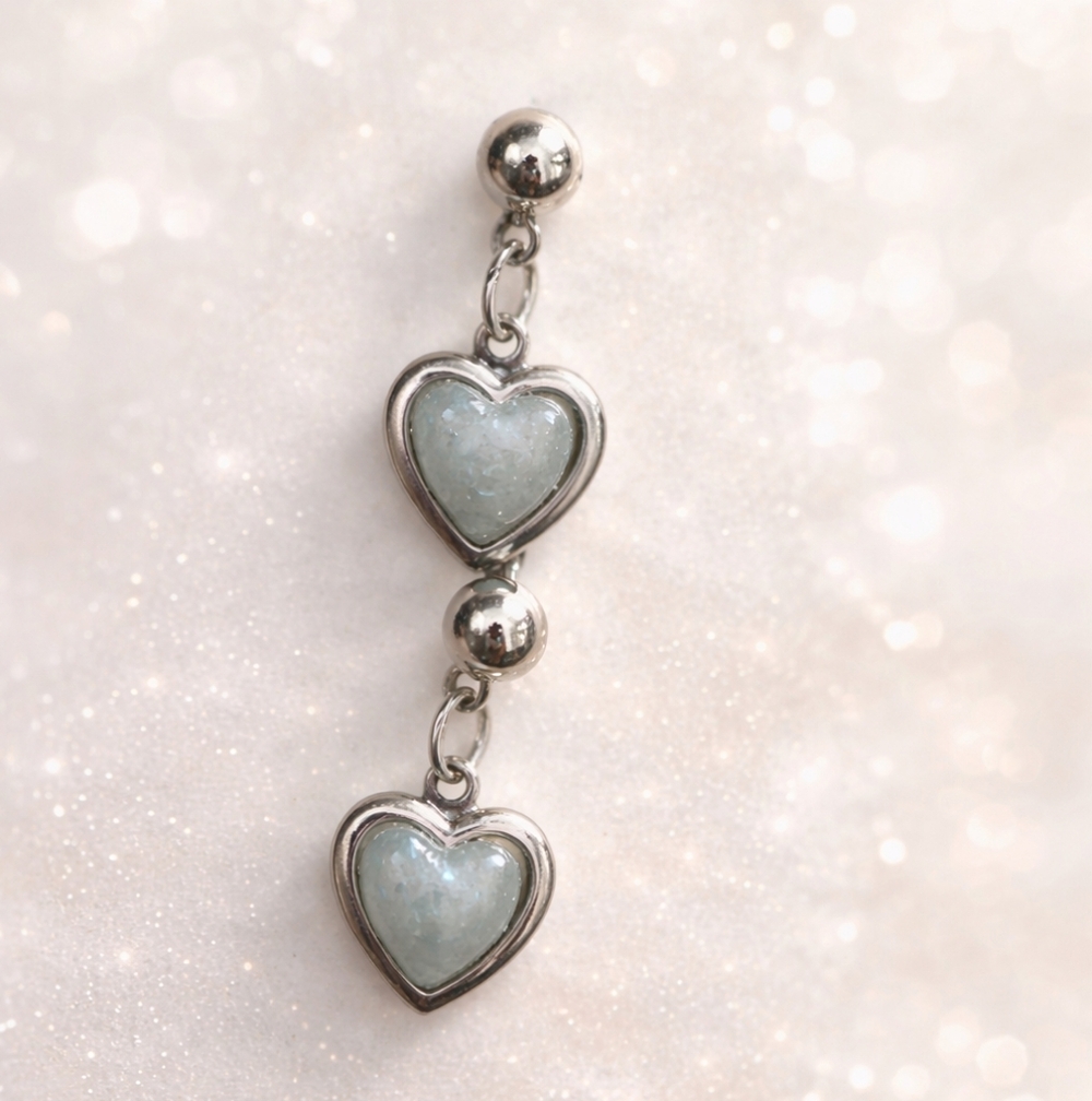 Sterling Silver Heart Earrings – Mother of Pearl Inlay Dangle (Unverified) - Picture 2 of 4